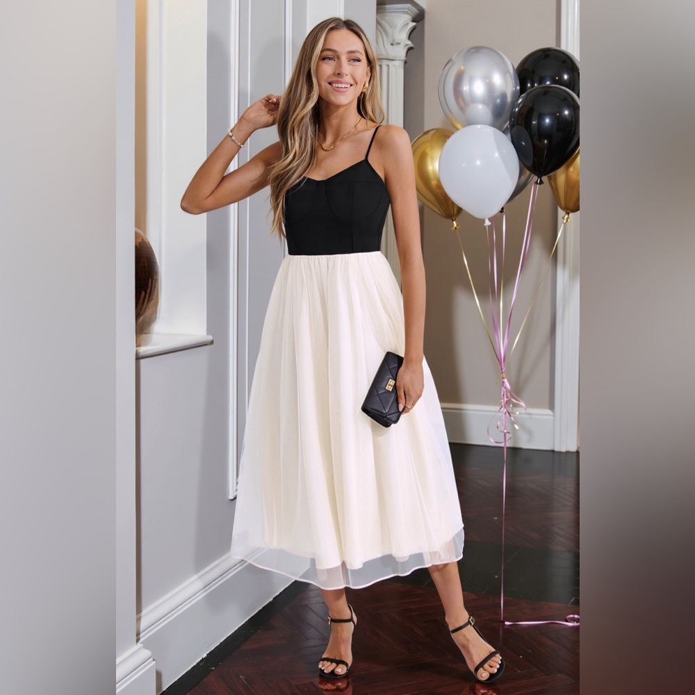 Cupshe Black and White Midi Dress